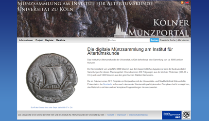 Die Website der Münzsammlung am Institut für Altertumskunde der Universität zu Köln